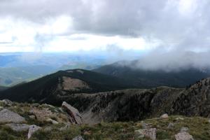 Summit view from Santa Fe Baldy with clouds rolling in