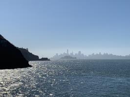 San Francisco and Alcatraz seen from ferry to Angel Island