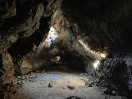 Inside lava tube cave