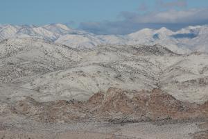Snowy morning landscape seen from Ryan Mountain