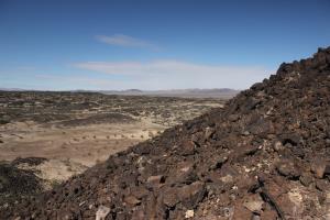 View of rocks descending Amboy Crater rim
