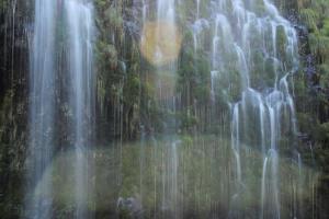 Mossbrae Falls up close with lens flare