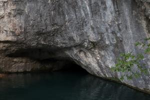 Cave connected to lake