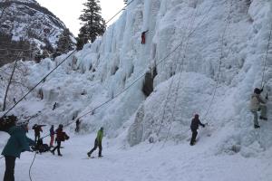 Climbers in Ouray Ice Park