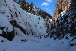 In South Park section of Ouray Ice Park on first day