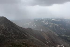 Near summit of Torreys with clouds