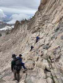 8:50AM headed down with climbers on Narrows section of Longs Peak