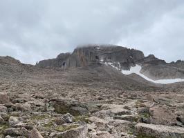 10:47AM looking at Longs Peak from Boulder Field