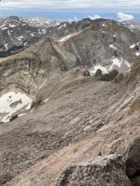 7:36AM looking out from Narrows section of Longs Peak Keyhole Route