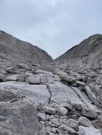 7:11AM looking up Trough section of Longs Peak