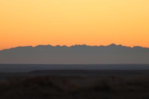 Mountains in the Front Range after sunset seen from Pawnee National Grassland