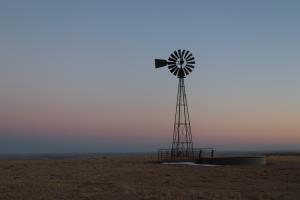 Windmill seen after sunset in Pawnee National Grassland