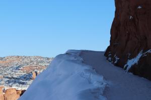 Snowy path to Delicate Arch