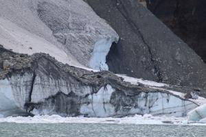 Iceberg and glacier at Upper Grinnell Glacier Lake