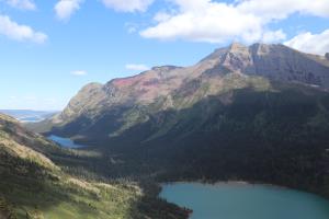 Looking back at lakes on Grinnell Glacier Trail