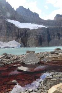 Red water from minerals at Grinnell Glacier