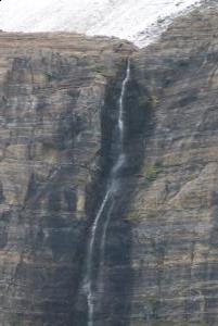 Close view of waterfall at Grinnell Glacier