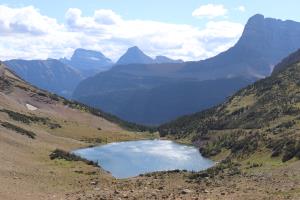 View past Ptarmigan Lake, near the tunnel