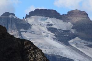 Mountains and glacier seen from other side of Ptarmigan Tunnel up close