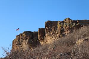View of Castle Rock seen descending