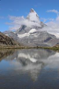 Matterhorn seen on hike down into town next to lake