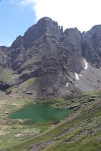Descending Humboldt Peak with view of North Colony Lakes