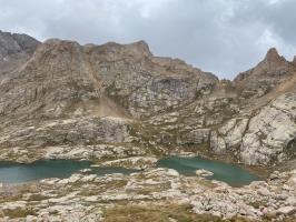 Twin Lakes seen descending Windom Peak