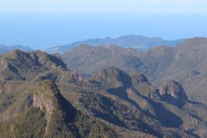View of hills and ocean from top of Pinnacles