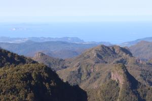 View of hills and ocean from top of Pinnacles