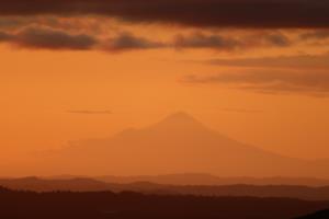 Mt. Taranaki seen at sunset from Mangatepopo Hut