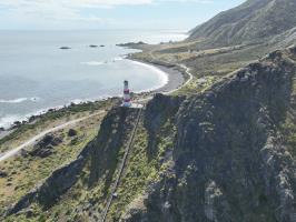 Drone view of Cape Palliser Lighthouse