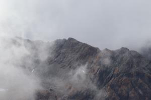 Fog on mountain on seen on Avalanche Peak Track