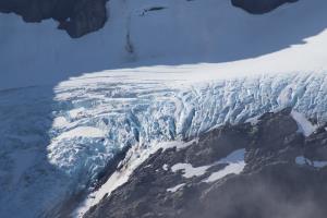 Glacier close up seen from summit of Avalanche Peak