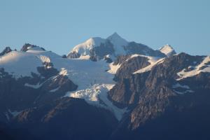 View of glaciers from Lake Mapourika