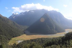 Looking down at Routeburn Flats campsite