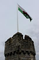 Welsh flag at top of Cardiff Castle