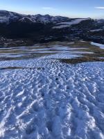 Descending Mt. Bierstadt with snow