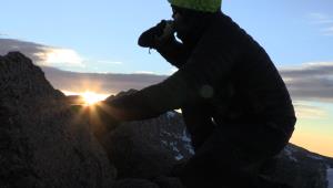 Me drinking a beer on top of Bierstadt at sunrise