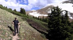 Me hiking down into Copper Mountain on the Wheeler Trail