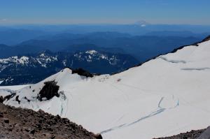 Looking back at Camp Muir on way to Ingraham Flats