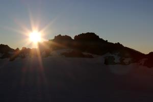 Inside of Crater Rim on summit of Mt. Rainier shortly after sunrise on Tuesday, July 18th, 2017