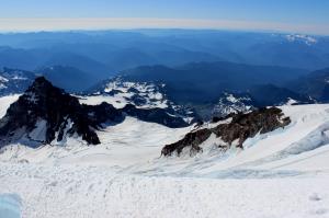 Crevasse landscape seen while descending Mt. Rainier