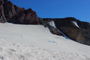 Path over crevasses to Ingraham Flats from Camp Muir on Monday, July 17th, 2017