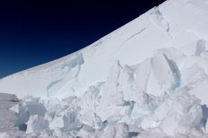 Large pieces of ice from an avalanche on the Disappointment Cleaver route