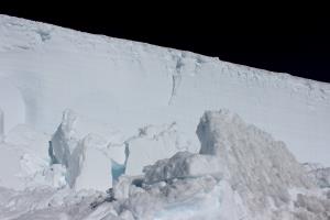 Large pieces of ice from an avalanche on the Disappointment Cleaver route