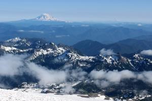 On the left, Mt. Adams, seen from Camp Muir