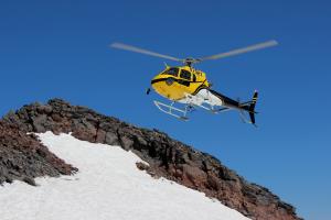 Rescue helicopter landing at Camp Muir