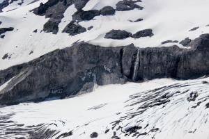 Waterfall seen below Camp Muir while descending Mt. Rainier