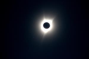 Total Solar Eclipse with 3 distinct sections of solar flares