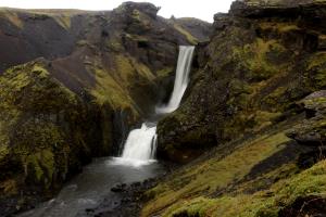 Upper waterfalls on Fimmvörðuháls Trail